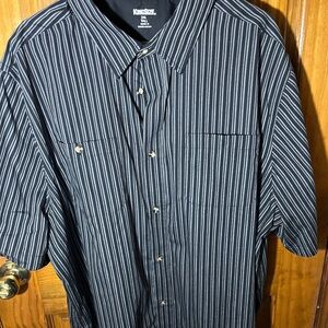 KingSize Men's Black Striped Casual Shirt